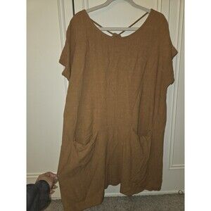 Lavender Sketch Women's Brown Tie Mini Dress with Pockets Size M